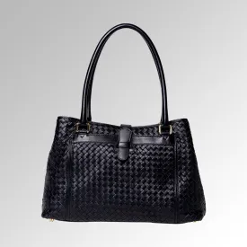 WOVEN NAPPA TRIPLE COMPARTMENT TOTE BAG